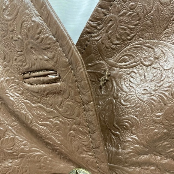 Pamela McCoy S Brown Textured Leather Button Front - Picture 14 of 14